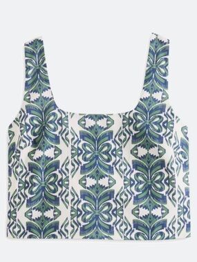 Greylin Sage Linen Square Neck Top in Green